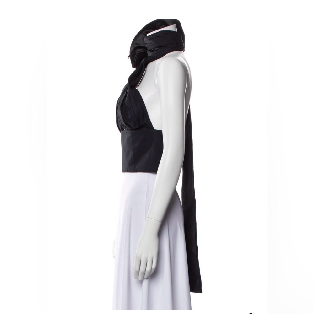 AREA Black Silk Halter Scarf Crop Top |Size S US 4 - Picture 3 of 4